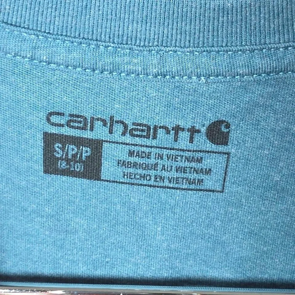 Carhartt Kids Blue Heathered Short Sleeve Pocket T-Shirt Graphic Size S 8-10